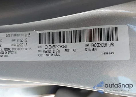 2015 Chrysler 200 Limited из США, поврежденный, VIN 1C3CCCAB6FN758379